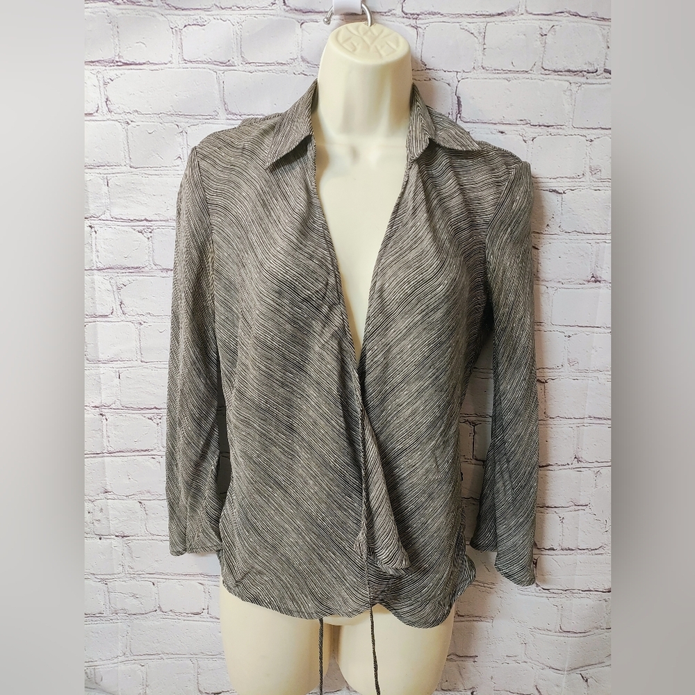 Max Studio Silk Y2K Tie Up Flowy Blouse S Lagenlook